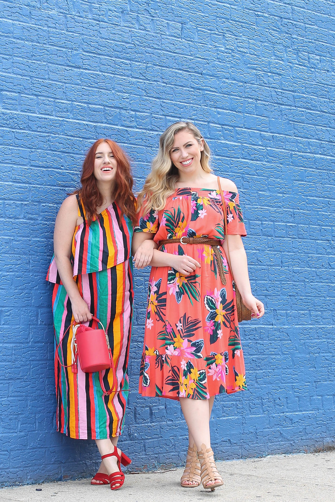 Colorful Printed Summer Outfit Inspiration Under $40 Style Fashion Bold Bright Blogger Friends Blue Brick Wall NYC