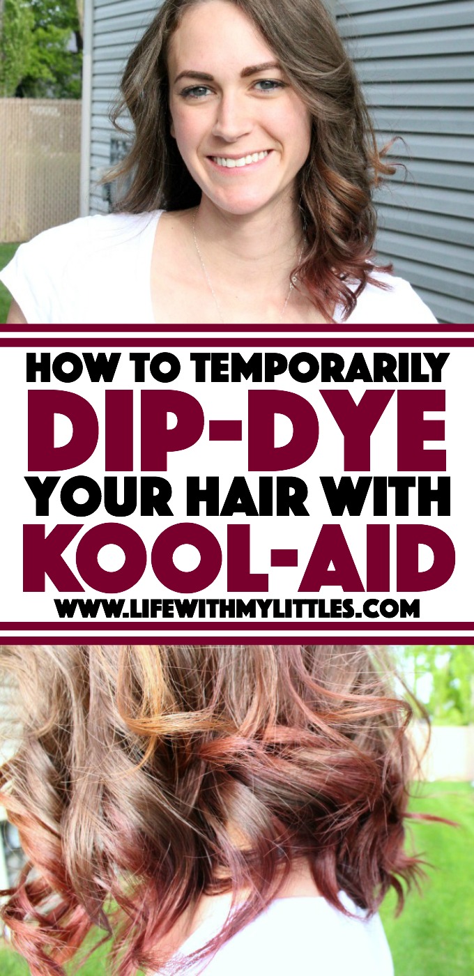 How to temporarily dip-dye your hair with Kool-Aid. Get the perfect ombre or colorful streak for summer with this fast and temporary hair coloring trick!
