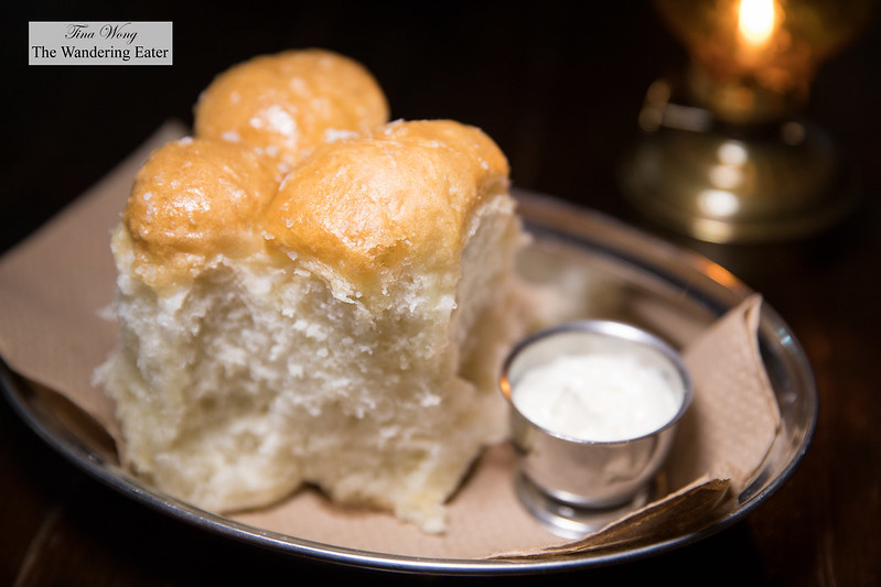 House made Parker House rolls served with butter blended with rendered duck fat