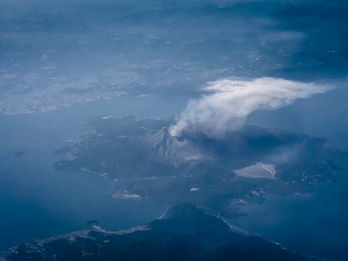 higashikushirachō kagoshimaken japan jp aerial view japanese coastline with kaimondake volcano way narita international airport nrt tokyo asia coast shoreline pacific ocean sea water