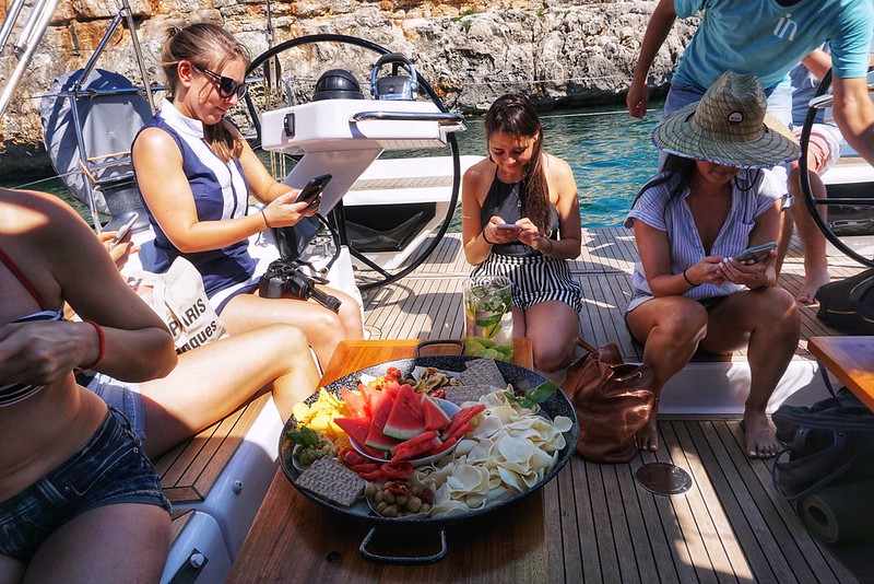 An afternoon snack on board the InAdventures boat, Mallorca