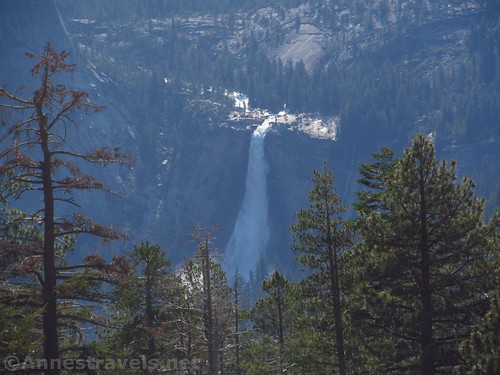 Close up of Nevada Falls from Sentinel Dome in Yosemite National Park, California