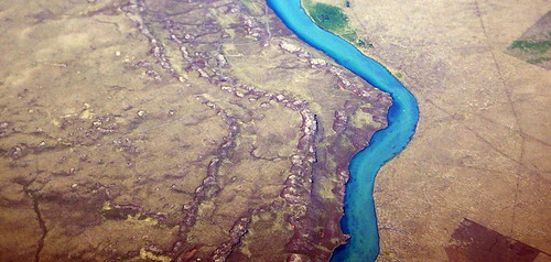 Aerial shot of a turquoise river in Iceland