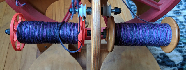Tour de Fleece 2018 Day 3 - Into The Whirled Polwarth Silk Blended Top in 221b Colorway Plying - Bobbins 3
