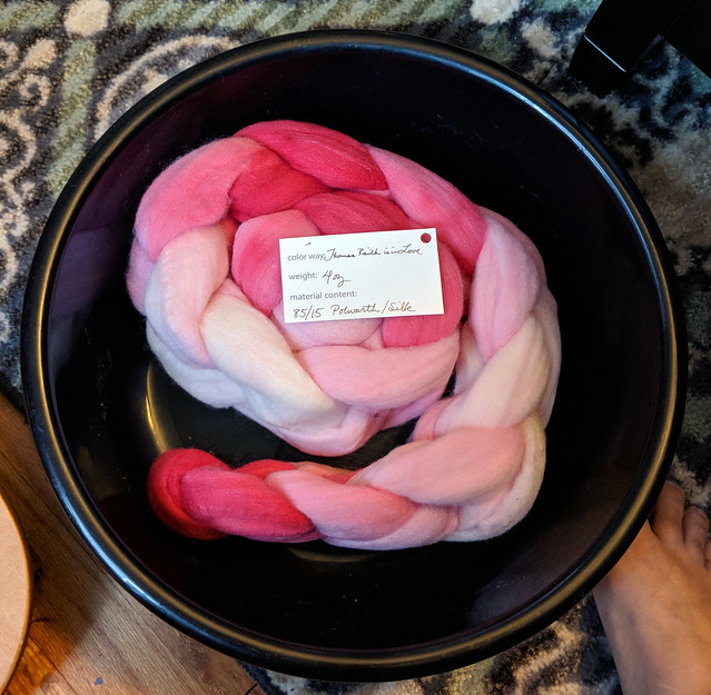 Tour de Fleece 2018 Day 16 - The First Draft Polwarth Silk in the Thomas Waith Is in Love Colorway - Very Pink Fiber