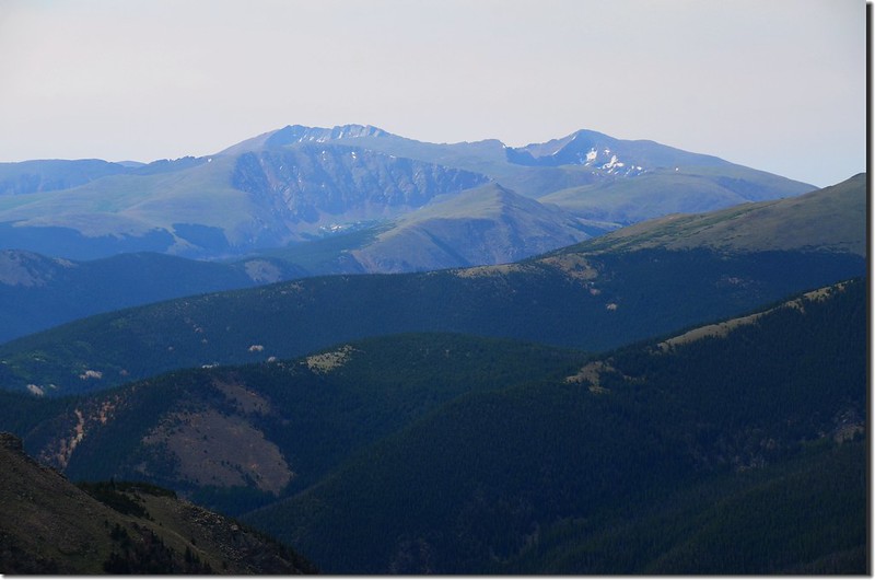 Looking south at Mount Evans & Mount Bierstadt from the saddle below Colorado Mines Peak