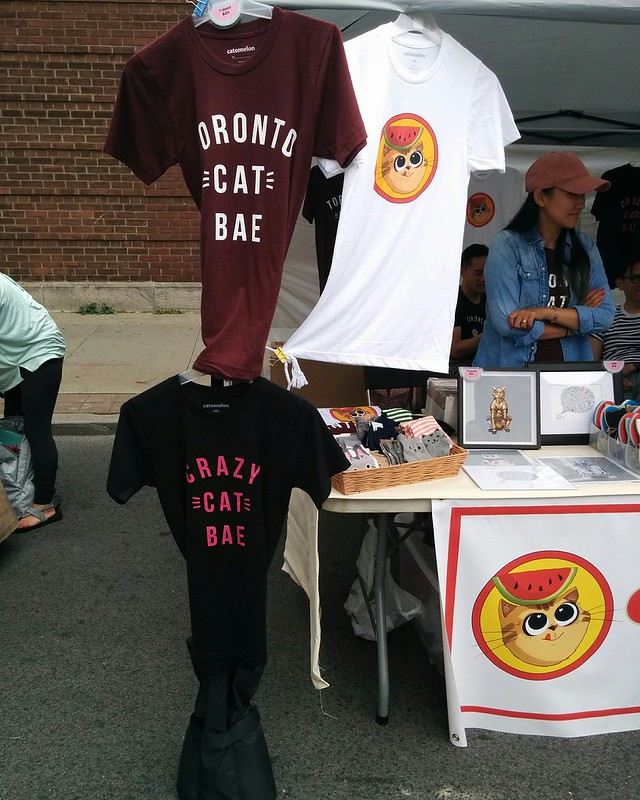 T-shirts by @catomelon #toronto #bloordale #bloorstreetwest #bigonbloor #streetfestival #catomelon #caturday #catstagram #shirt #latergram