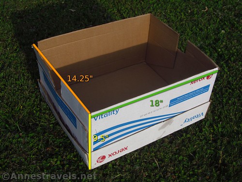A paper box with dimensions