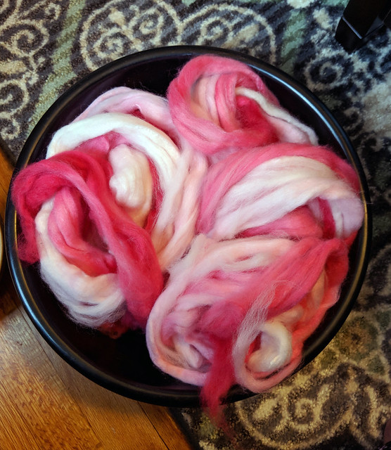 Tour de Fleece 2018 Day 16 - The First Draft Polwarth Silk in the Thomas Waith Is in Love Colorway Very PINK