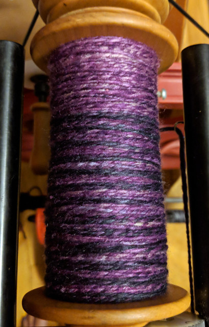 Tour de Fleece 2018 Day 6 - Into The Whirled Polwarth Silk Blended Top in 221b Colorway Plying Getting Done