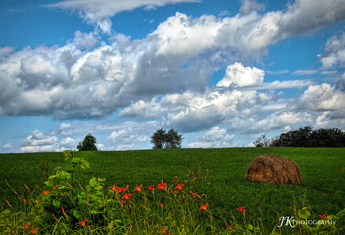 sky clouds michigan field scenic landscape