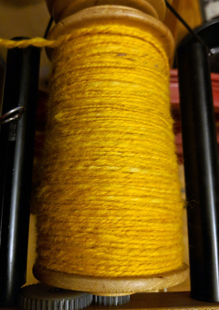 Tour de Fleece 2018 Day 15 - Into The Whirled Polwarth Falkland Wool Carded Batt in Cattywumpus Colorway Plying DONE