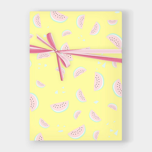 Watermelon Print Yellow Wrapping Paper