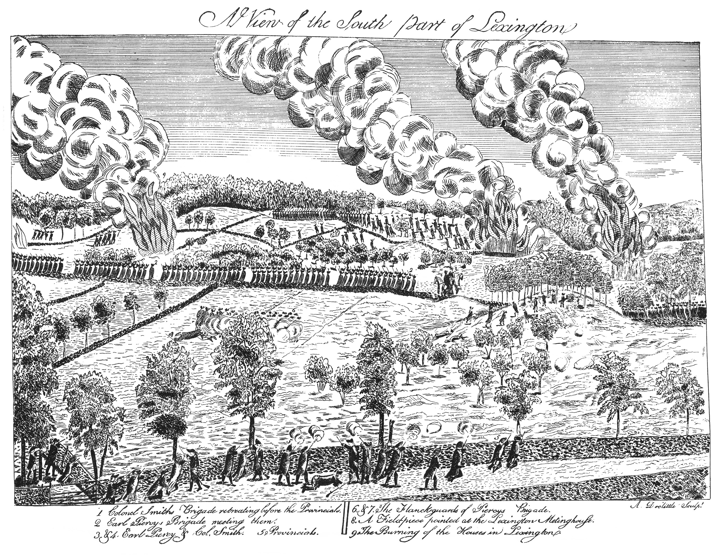Depiction of the Battle of Lexington, April 19, 1775.