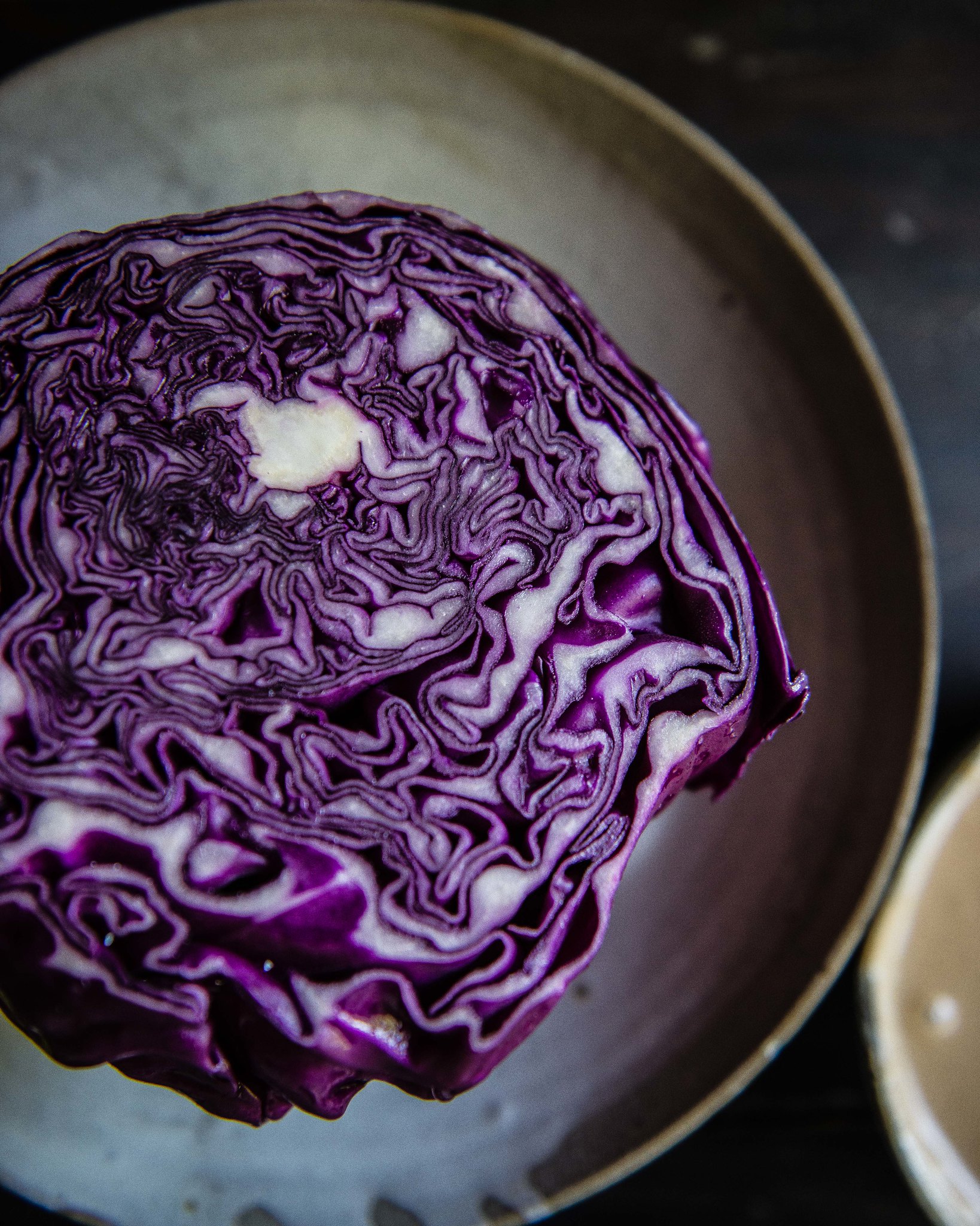 red cabbage slaw with peanuts and dukkah
