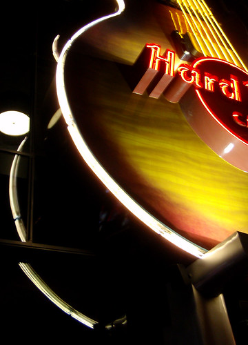 Hard Rock Cafe neon guitar sign in Las Vegas, Nevada