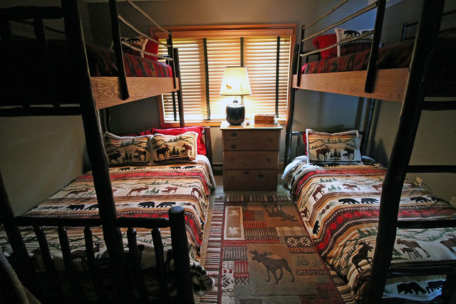 Bunk room with double bunk beds