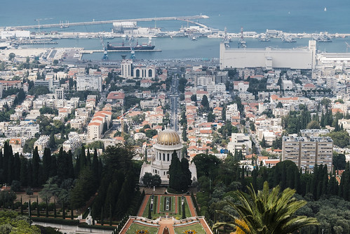 Haifa harbour and the Bahai Garden
