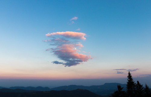 austria styria sky bluehour cloud mountain tree