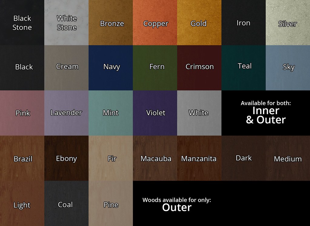 Outer, Inner, & Accent Texture Choices