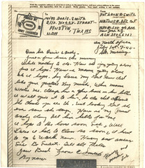 V-Mail, Leon Smith, July, 1944, 34th Infantry Division WWII, North Africa, Smithville, Texas