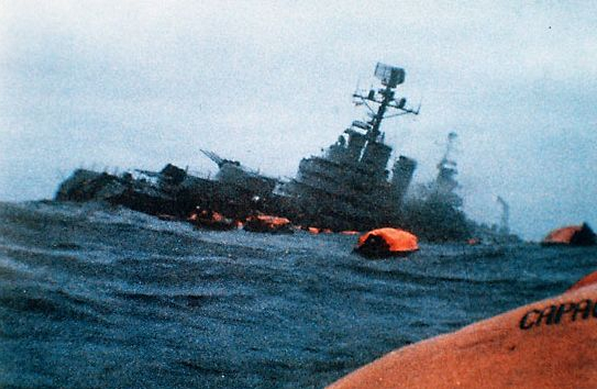 Image taken of the ARA Belgrano sinking on May 2, 1982.
