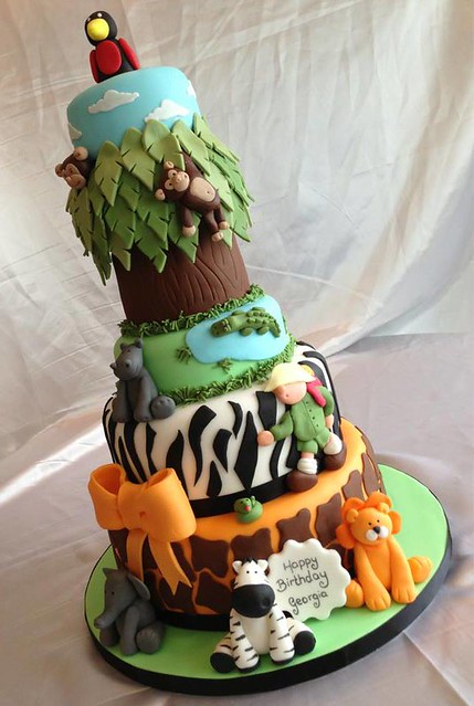 6 Tier Safari Themed Birthday Cake by Jo-Licious Cakes