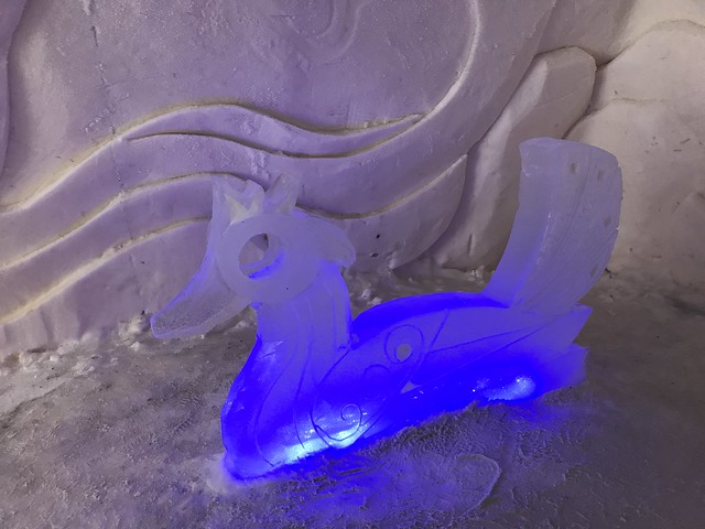 lighted ice sculpture, Arctic Snow Hotel