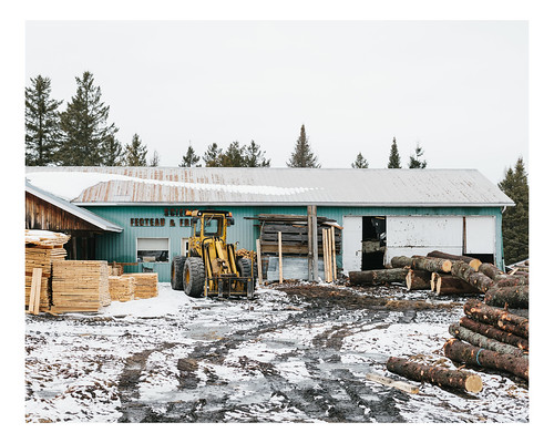 wood sawmill winter canada loader rural quebec beauce landscape saintvictor québec ca