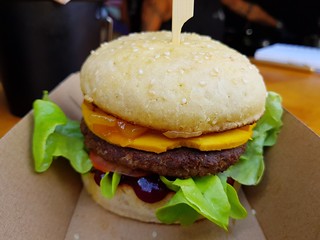 The Aussie Burger from Green Street Foods at Brisbane Vegan Markets