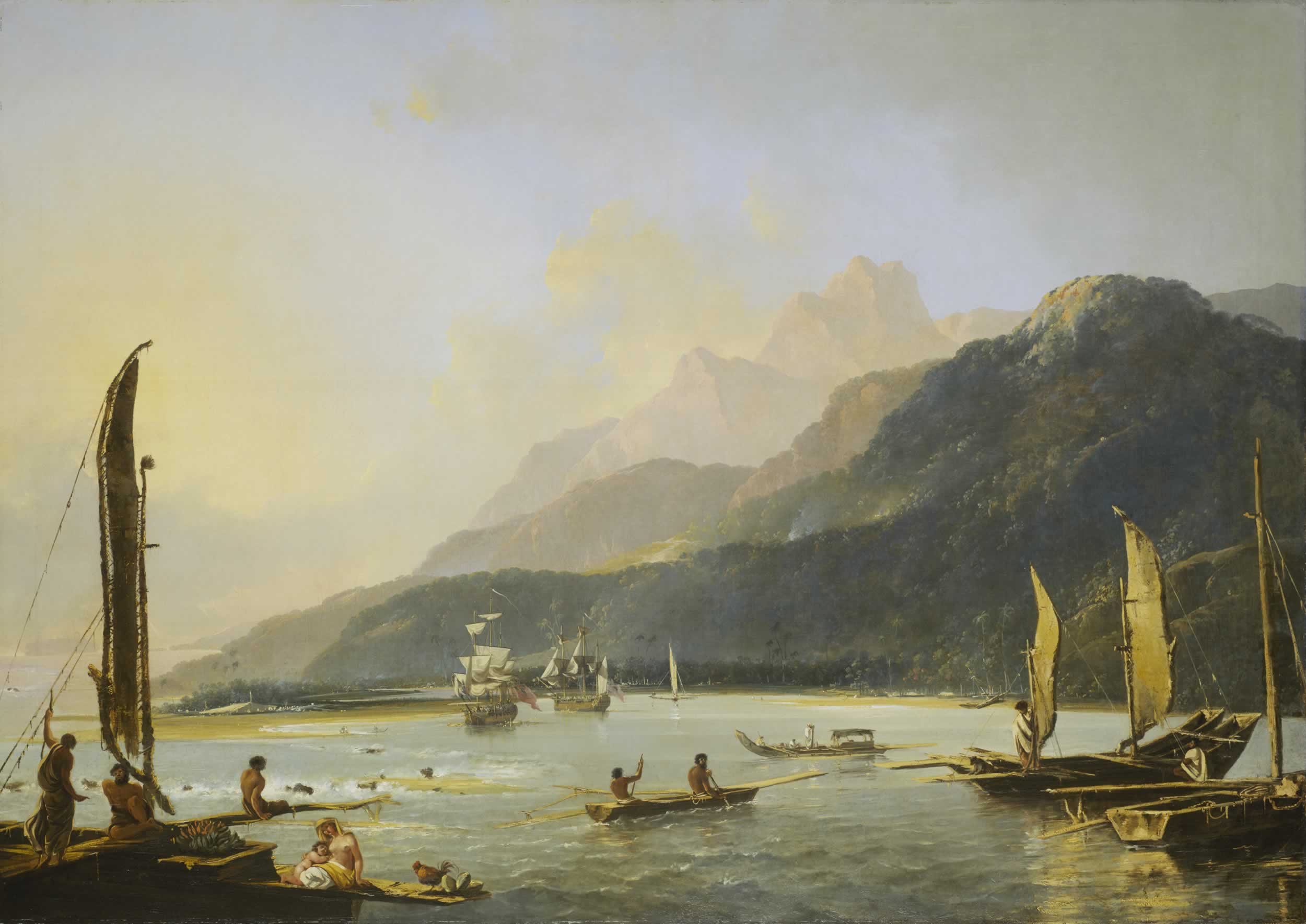 Matavai Bay, Tahiti, as painted by William Hodges in 1776