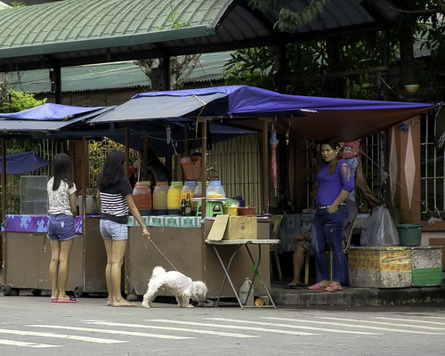 girls dog filipina vendor drinks street bacolod city philippines