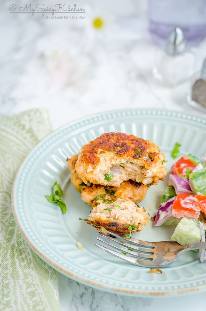 Plate of salmon cakes.