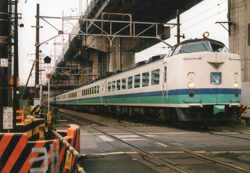 JR West 485 series (Niigata Color) in Miyahara Depot, Osaka, Osaka, Japan /2001