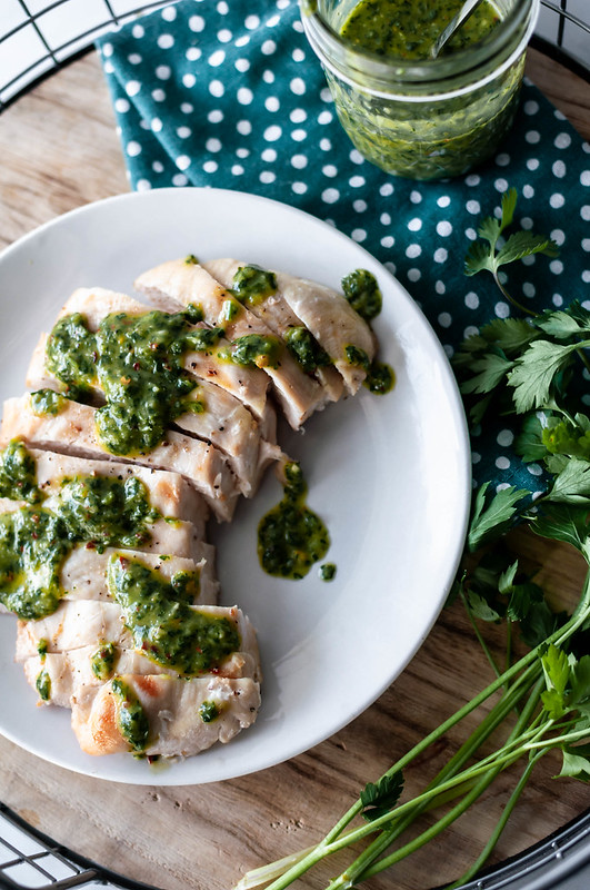 Grilled Chimichurri Chicken is the perfect summertime meal. Light and healthy, bright, fresh and super flavorful. You will want to smother this chimichurri sauce on everything.