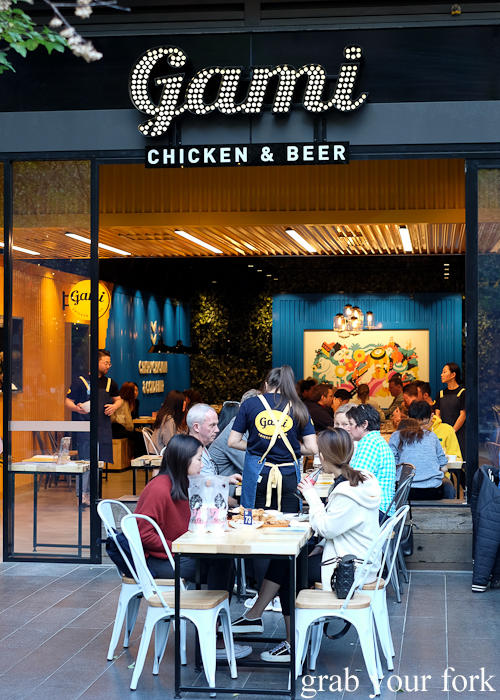 Outdoor seating at Gami Chicken and Beer at Central Park Sydney