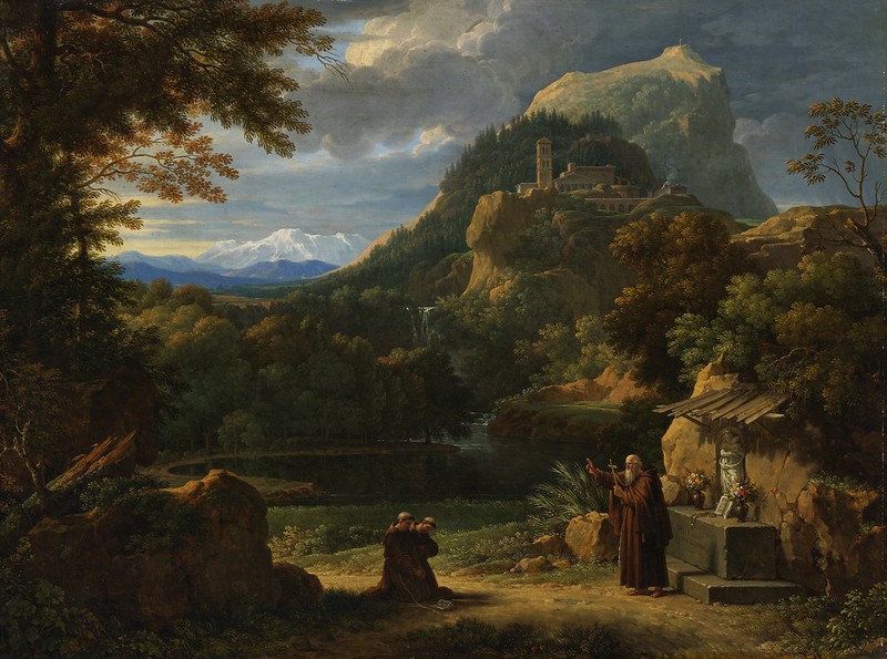 François-Xavier Fabre - Saint Antoine de Padoue introduisant deux novices frères dans un paysage montagneux (1815)