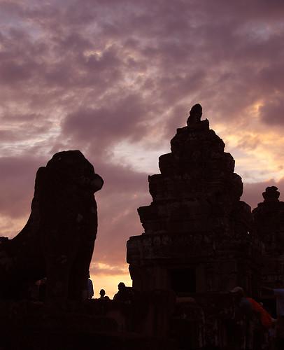 Sunset at the ruins of Angkor Wat in Cambodia