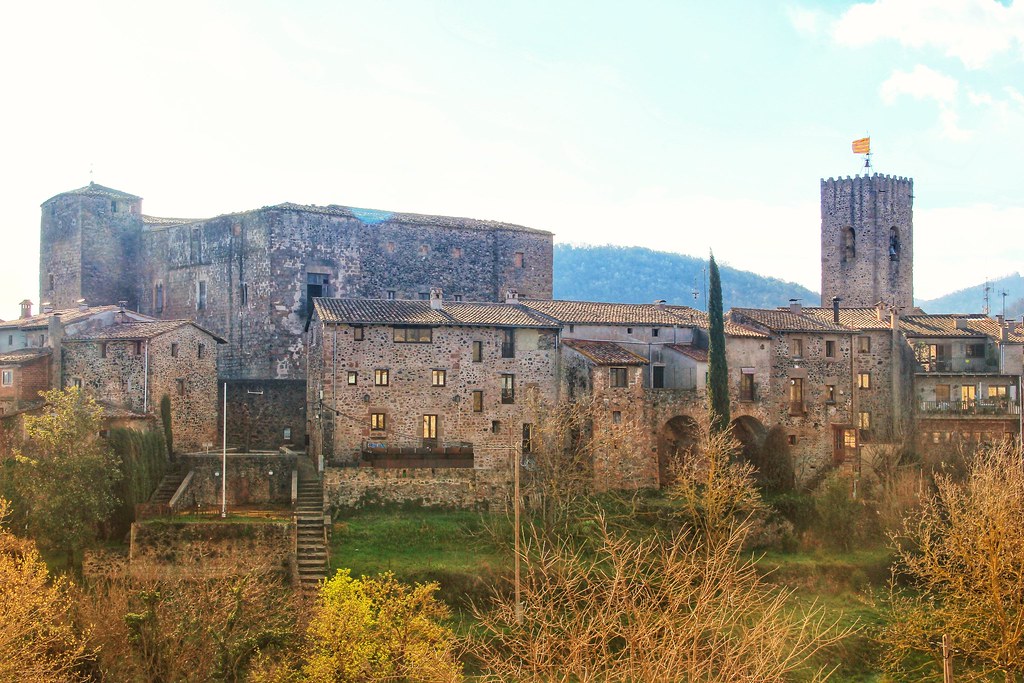 The medieval village of Santa Pau (viewed from the newer part of town on the opposite side of the valley)