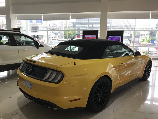 Yellow convertible Mustang