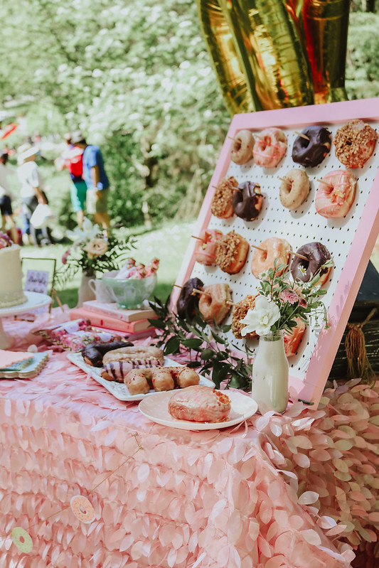 Donut themed bridal shower - donut cake
