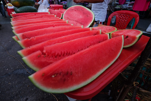 Selling watermelon at local market