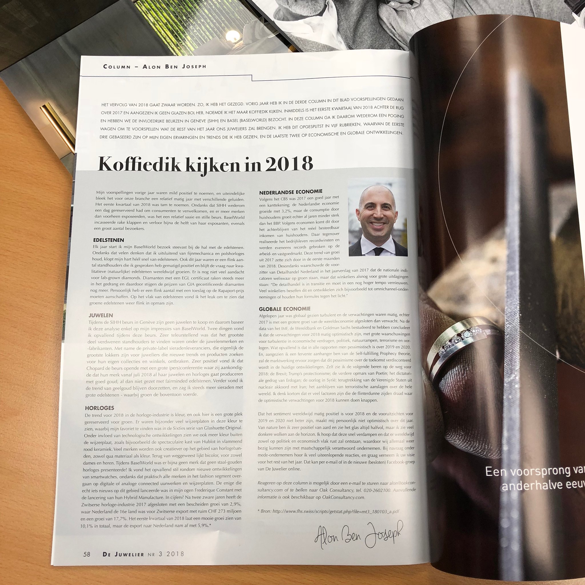 De Juwelier Magazine June 2018 with column by Alon Ben Joseph