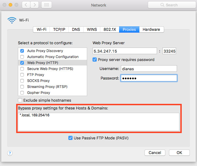 how to configure safari browser for proxy servers
