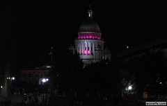 state house lit for breast cancer awareness month