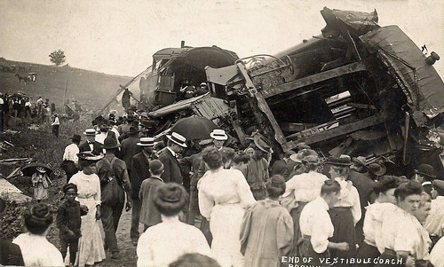 cityinruins train accident wreck 1908 rppc vintage postcard newyork