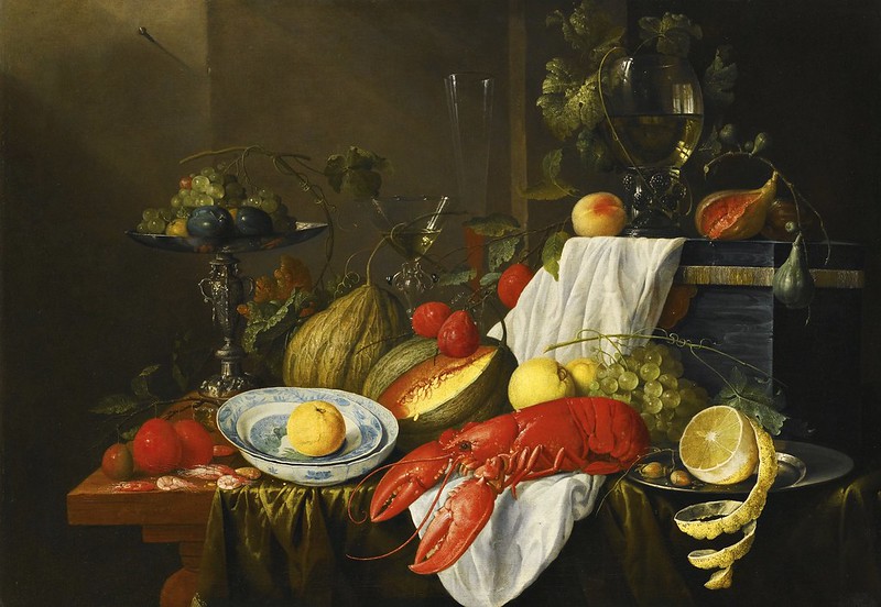 Jan Davidsz de Heem - Still-life with a lobster, fruit and blue and white Kraak dishes
