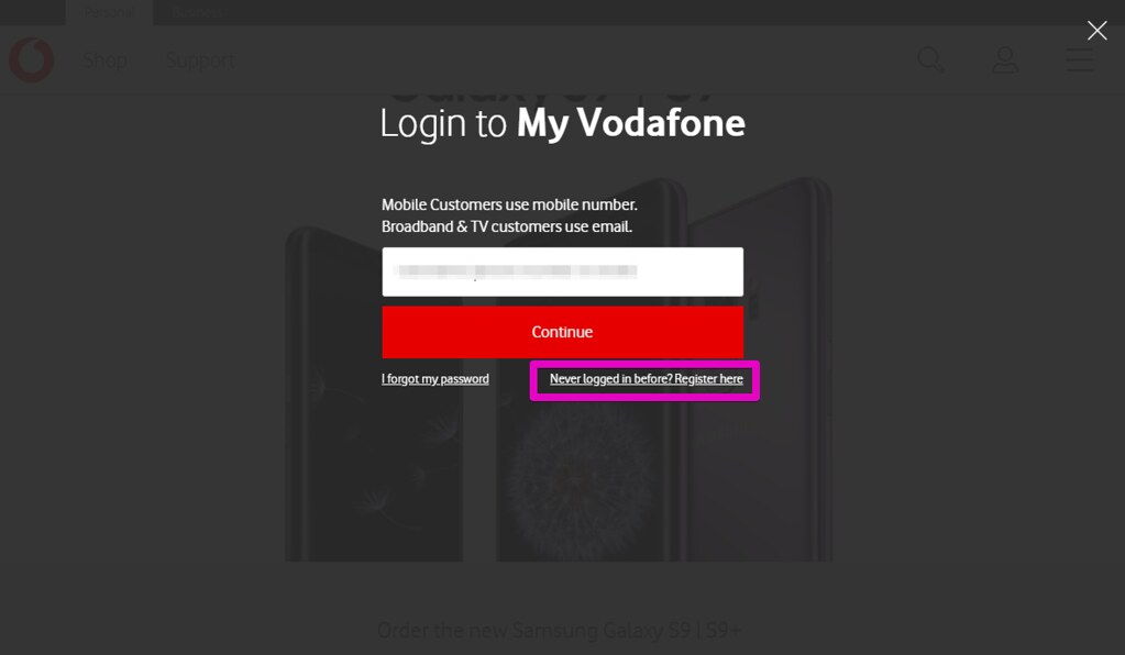 Vodafoneセットアップ画面２