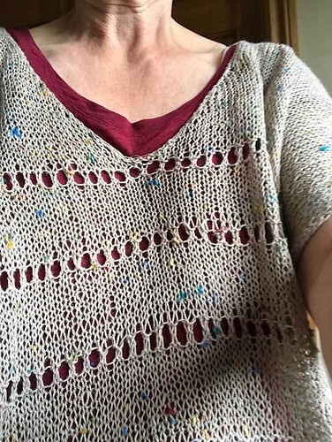 Angela’s finished top knit with Bergere de France Bigarelle