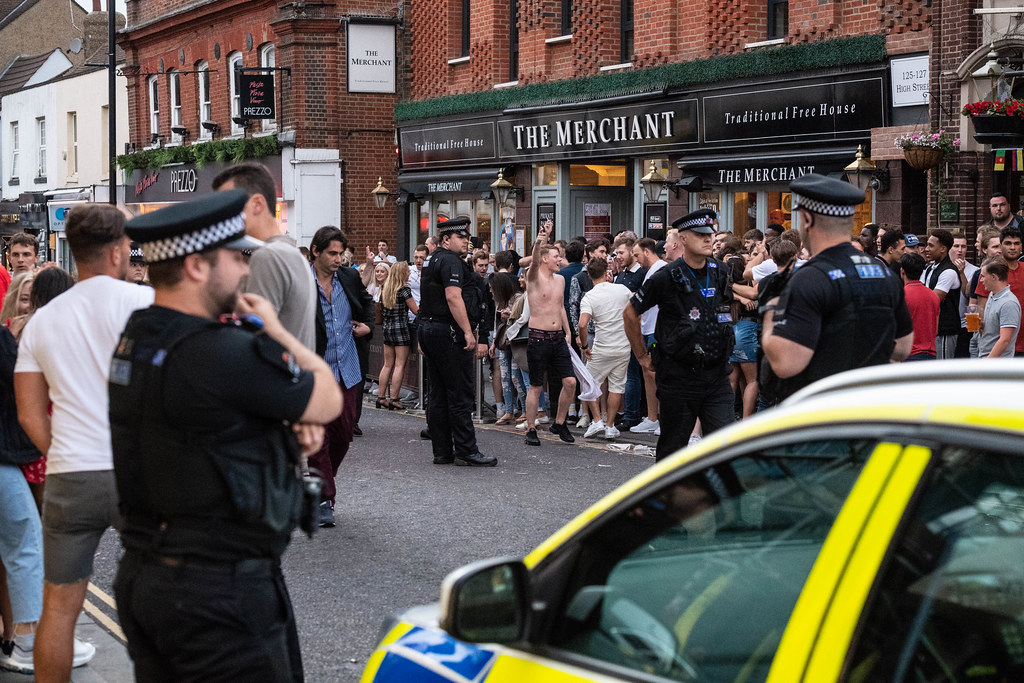 England fans close Brentwood High Street and cause a public order situation